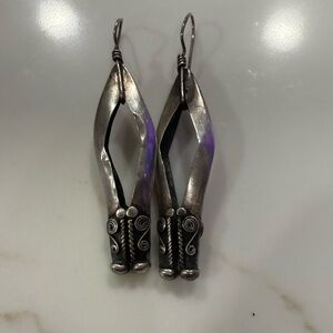 925 Sterling Silver Antique Artisan Elegant Drop Earrings